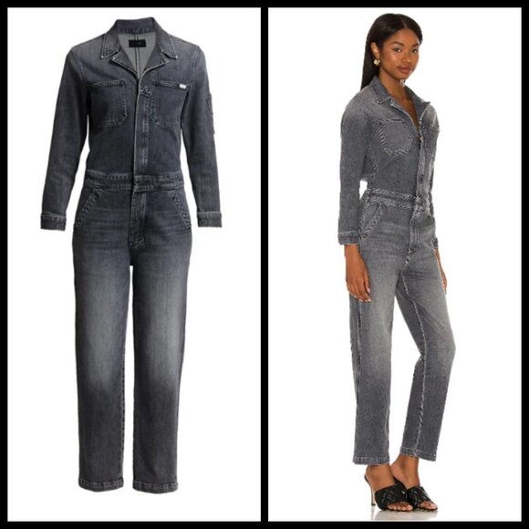 💕MOTHER💕 Half Spring Take-Off Ankle Jumpsuit Stitching in The Dark Gray Small - Picture 6 of 17